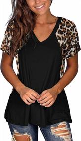 img 4 attached to Woman Casual Tops Long Sleeve Leopard Print Patchwork Plus Size T-Shirt Blouses
