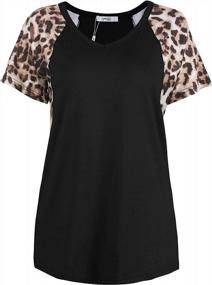 img 1 attached to Woman Casual Tops Long Sleeve Leopard Print Patchwork Plus Size T-Shirt Blouses