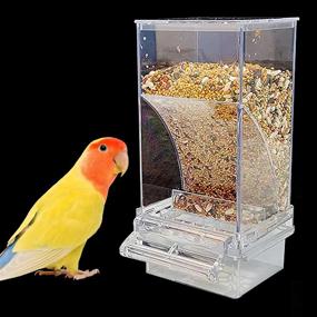 img 4 attached to kathson No-Mess Bird Feeder Parrot Automatic Seed Food Container Acrylic Finch 🐦 Foraging Feeders with Perch Cage Accessories for Small Birds Parakeet Canary Cockatiel Lovebirds
