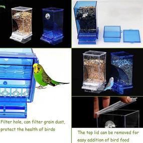 img 1 attached to kathson No-Mess Bird Feeder Parrot Automatic Seed Food Container Acrylic Finch 🐦 Foraging Feeders with Perch Cage Accessories for Small Birds Parakeet Canary Cockatiel Lovebirds