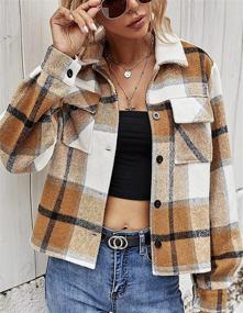 img 3 attached to Yeokou Fashion Cropped Flannel Shacket Women's Clothing ~ Coats, Jackets & Vests