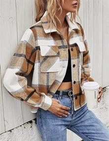 img 2 attached to Yeokou Fashion Cropped Flannel Shacket Women's Clothing ~ Coats, Jackets & Vests