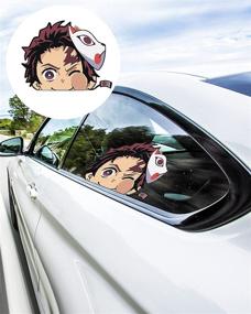 img 3 attached to Immerse Your Vehicle in Anime Vibes: Ymsuxue Demon Slayer Car Decals - Set of 4 Waterproof Vinyl Sticker Decals for Windshield Windows, Car Accessories for Automobiles, Motorcycles, and Trucks