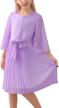 stylish and adorable: gorlya's bell sleeve chiffon pleated dress for girls in 4-14t with front bow tie logo