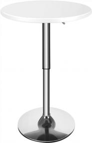 img 3 attached to Magshion Stool 23.6'' Round Adjustable Height Wood Bar Pub Table White