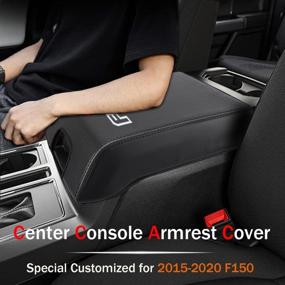 img 3 attached to 💦 Waterproof Anti-Scratch Leather Protector Covers for 2015-2020 F150 Accessories – LEXLEY Center Console Pad Armrest Box Cover (Not Compatible with 2021-2022 F150), Carbon Fiber Design