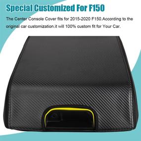 img 1 attached to 💦 Waterproof Anti-Scratch Leather Protector Covers for 2015-2020 F150 Accessories – LEXLEY Center Console Pad Armrest Box Cover (Not Compatible with 2021-2022 F150), Carbon Fiber Design