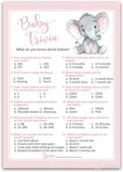 🐘 pink elephant baby shower game: baby trivia baby shower games (pack of 25) – fun baby facts games for girl baby shower, pink cute polka dot baby elephant baby shower games activity – sku g500-trv logo