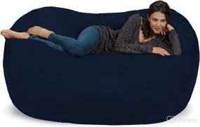 img 3 attached to 🪑 Chill Sack Bean Bag Chair: Extra-Large 6ft Memory Foam Furniture Bag and Lounger - Oversized Sofa with Plush Microfiber Cover - Navy