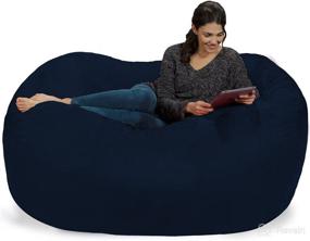 img 1 attached to 🪑 Chill Sack Bean Bag Chair: Extra-Large 6ft Memory Foam Furniture Bag and Lounger - Oversized Sofa with Plush Microfiber Cover - Navy