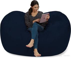 img 2 attached to 🪑 Chill Sack Bean Bag Chair: Extra-Large 6ft Memory Foam Furniture Bag and Lounger - Oversized Sofa with Plush Microfiber Cover - Navy