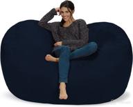 🪑 chill sack bean bag chair: extra-large 6ft memory foam furniture bag and lounger - oversized sofa with plush microfiber cover - navy logo