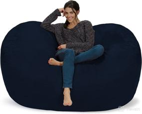 img 4 attached to 🪑 Chill Sack Bean Bag Chair: Extra-Large 6ft Memory Foam Furniture Bag and Lounger - Oversized Sofa with Plush Microfiber Cover - Navy