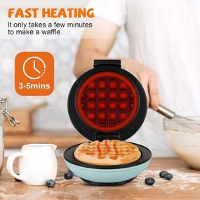 img 3 attached to CROWNFUL Mini Waffle Maker: Compact & Non-Stick Chaffle Machine With Recipe Guide For Perfect Breakfast, Dessert, Sandwich & Snacks In Aqua