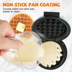 img 2 attached to CROWNFUL Mini Waffle Maker: Compact & Non-Stick Chaffle Machine With Recipe Guide For Perfect Breakfast, Dessert, Sandwich & Snacks In Aqua
