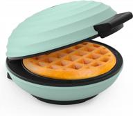 crownful mini waffle maker: compact & non-stick chaffle machine with recipe guide for perfect breakfast, dessert, sandwich & snacks in aqua logo