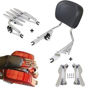img 1 attached to 🔧 AUFER Chrome Detachable Upright Passenger Backrest Sissy Bar: Ultimate Luggage Rack Mounting Kit for Touring Road Street Electra Glide Road King 2014-2022