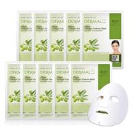 dermal olive collagen facial sheet mask 23g - 10 pack moisturizing nourishing daily skin treatment solution. логотип