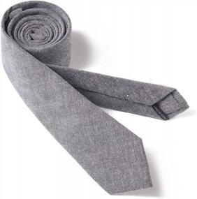 img 2 attached to HOULIFE Solid Cotton Stripe Skinny Ties For Men - Slim Men'S Neckties Perfect For Weddings And Parties