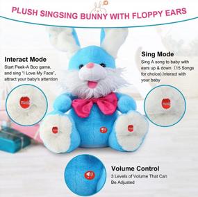 img 3 attached to MIAODAM Bunny Stuffed Animal For Girls, Peek-A Boo Toys For 1 Year Old Girl, Children Song & Lullabies Interactive Toys Repeats What You Say, Toys For Baby Boys Talking Singing With Floppy Ears(Blue)