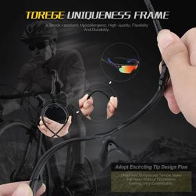 img 1 attached to TOREGE поляризованные спортивные солнцезащитные очки с 3 сменными линзами для мужчин и женщин, очки для велоспорта, бега, вождения, рыбалки TR002