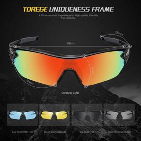 img 3 attached to TOREGE поляризованные спортивные солнцезащитные очки с 3 сменными линзами для мужчин и женщин, очки для велоспорта, бега, вождения, рыбалки TR002