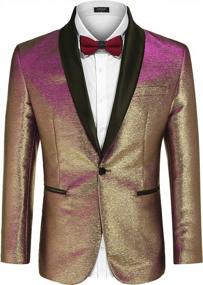 img 4 attached to Men'S Luxury Gold Silver Tuxedo Blazer Suit Jacket One Button Weddings Party Dinner Prom