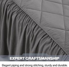 img 1 attached to Dark Gray Diamond Stitched Farmhouse Ruffled Skirt Bedspread Set King, 30" Drop Dust Ruffle Coverlet, French Country Washed Microfiber Bedding Collections For Bedroom Decor - HIG 3 Piece Elain