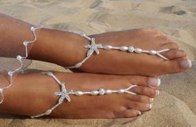 img 1 attached to Add Elegance To Your Beach Wedding Look With Bienvenu Pearl Anklet Chain Bracelet Set