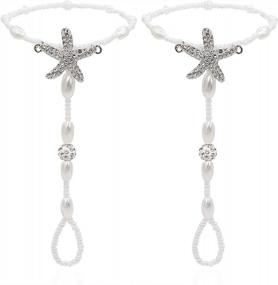 img 4 attached to Add Elegance To Your Beach Wedding Look With Bienvenu Pearl Anklet Chain Bracelet Set