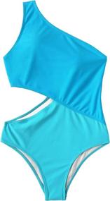 img 4 attached to SweatyRocks Shoulder Swimsuit Swimwear Monokini Women's Clothing ~ Swimsuits & Cover Ups