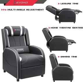 img 1 attached to Experience Ultimate Comfort With Devoko Silver PU Leather Massage Gaming Recliner Chair For Modern Living Spaces