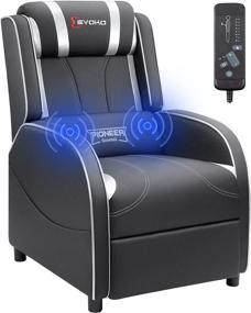 img 4 attached to Испытайте непревзойденный комфорт с креслом-реклайнером для игр с массажем из искусственной кожи Devoko Silver для современных жилых помещений