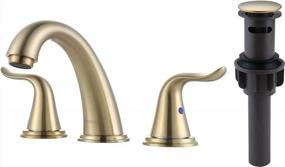 img 4 attached to WOWOW Widespread Bathroom Faucet Brushed Gold Bathroom Sink Faucet 3 Hole Vanity Faucet 2 Handle Basin Faucet 8 Inch Mixer Tap With Pop Up Drain And Supply Hose