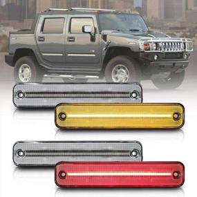 img 4 attached to 2003-2009 Hummer H2 Amber Red LED Side Marker Lights - Clear Lens, OEM Replacement By NSLUMO