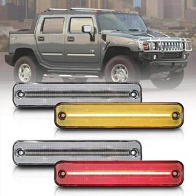 img 4 attached to 2003-2009 Hummer H2 Янтарно-красные светодиодные боковые габаритные огни - прозрачные линзы, замена OEM на NSLUMO