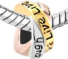 img 3 attached to Creationtop Charms Trinity Ring Live Love Laugh Silver Plated Charm Bead (4.8-5Mm)