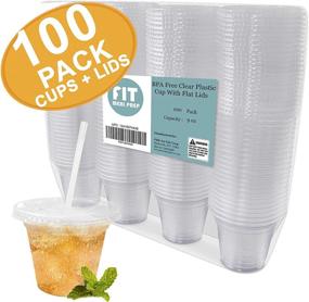 img 2 attached to 🥤 100-Pack 9 oz Clear Plastic Cup with Lid - BPA-Free Takeout Container for Iced Cold Drinks: Coffee, Tea, Juice, Smoothie, Bubble Boba – Disposable and Durable, Crack-Resistant