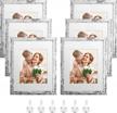 6-piece rustic distressed white farmhouse picture frames set, 11x14 size with wood pattern, high definition glass and wall mounting, perfect for home decor and photo display by syntrific logo