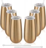 toast to elegance: 6 pack of gold insulated stemless champagne tumblers with lids - perfect gift for any occasion! logo