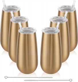 img 4 attached to Toast To Elegance: 6 Pack Of Gold Insulated Stemless Champagne Tumblers With Lids - Perfect Gift For Any Occasion!