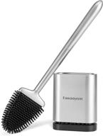 🚽 fowooyeen silicone toilet bowl brush and holder set for bathroom, flexible toilet cleaner brushes with ventilation slots base - silver logo