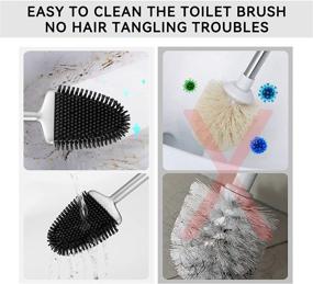 img 3 attached to 🚽 Fowooyeen Silicone Toilet Bowl Brush and Holder Set for Bathroom, Flexible Toilet Cleaner Brushes with Ventilation Slots Base - Silver