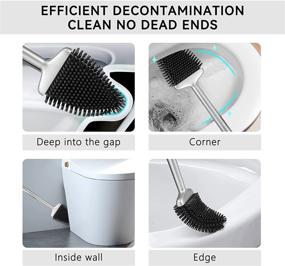 img 2 attached to 🚽 Fowooyeen Silicone Toilet Bowl Brush and Holder Set for Bathroom, Flexible Toilet Cleaner Brushes with Ventilation Slots Base - Silver