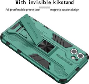 img 2 attached to RIZZ Case For IPhone 11 With Kickstand Holder Magnetic Shockproof Car Mount Armor Military Ultra Slim Mobile Phone Cover For Men And Women Drop Protection (Green)