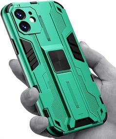 img 4 attached to RIZZ Case For IPhone 11 With Kickstand Holder Magnetic Shockproof Car Mount Armor Military Ultra Slim Mobile Phone Cover For Men And Women Drop Protection (Green)