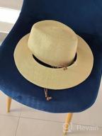 img 1 attached to Womens Summer Straw Sun Hats Wide Brim Panama Fedora Beach Hat With Wind Lanyard UPF 50+ review by Rosemary Wright