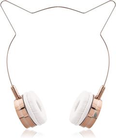 img 4 attached to 🎧 Wire Frame Headset with Microphone - Lux Accessories Rose Gold Cat Ear Headphones