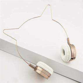 img 3 attached to 🎧 Wire Frame Headset with Microphone - Lux Accessories Rose Gold Cat Ear Headphones