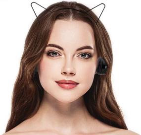 img 2 attached to 🎧 Wire Frame Headset with Microphone - Lux Accessories Rose Gold Cat Ear Headphones